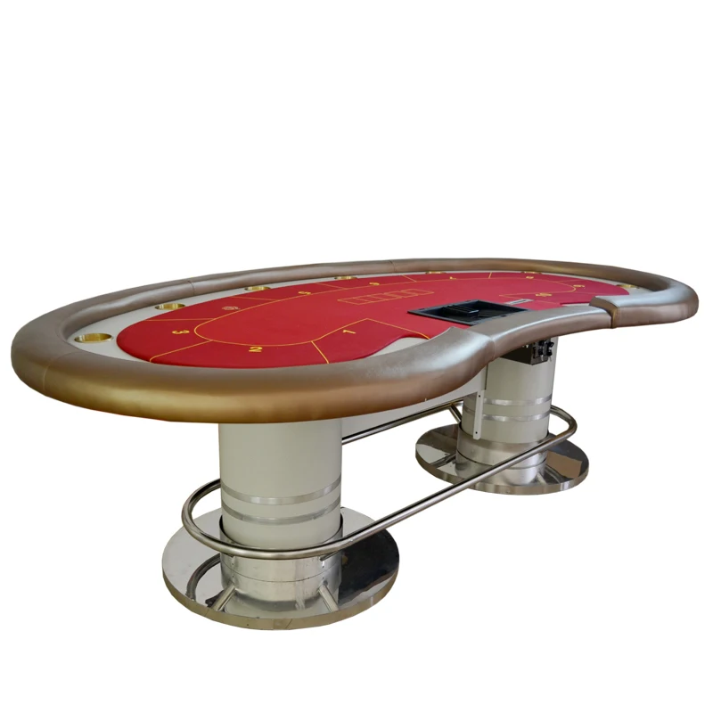 Professional Casino Gambling Table 10 Person With LED Light Gambling Custom Blackjack Baccarat Poker Table