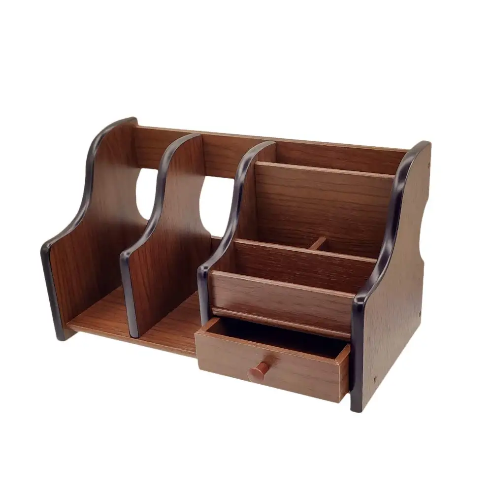 Wooden Desktop Organizer With Drawers Multi-Function Wooden Table Organizer For Home Office Makeup Box