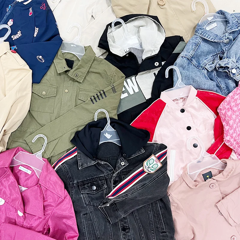 wholesale hot sale grade good 2nd hand sport style baseball thin jacket for 5-10years old boy kid used cloth mixed bales