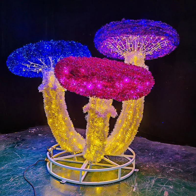 Открытый 3D светодиодный свет большой гриб мотив украшения для рождественского сада освещенные