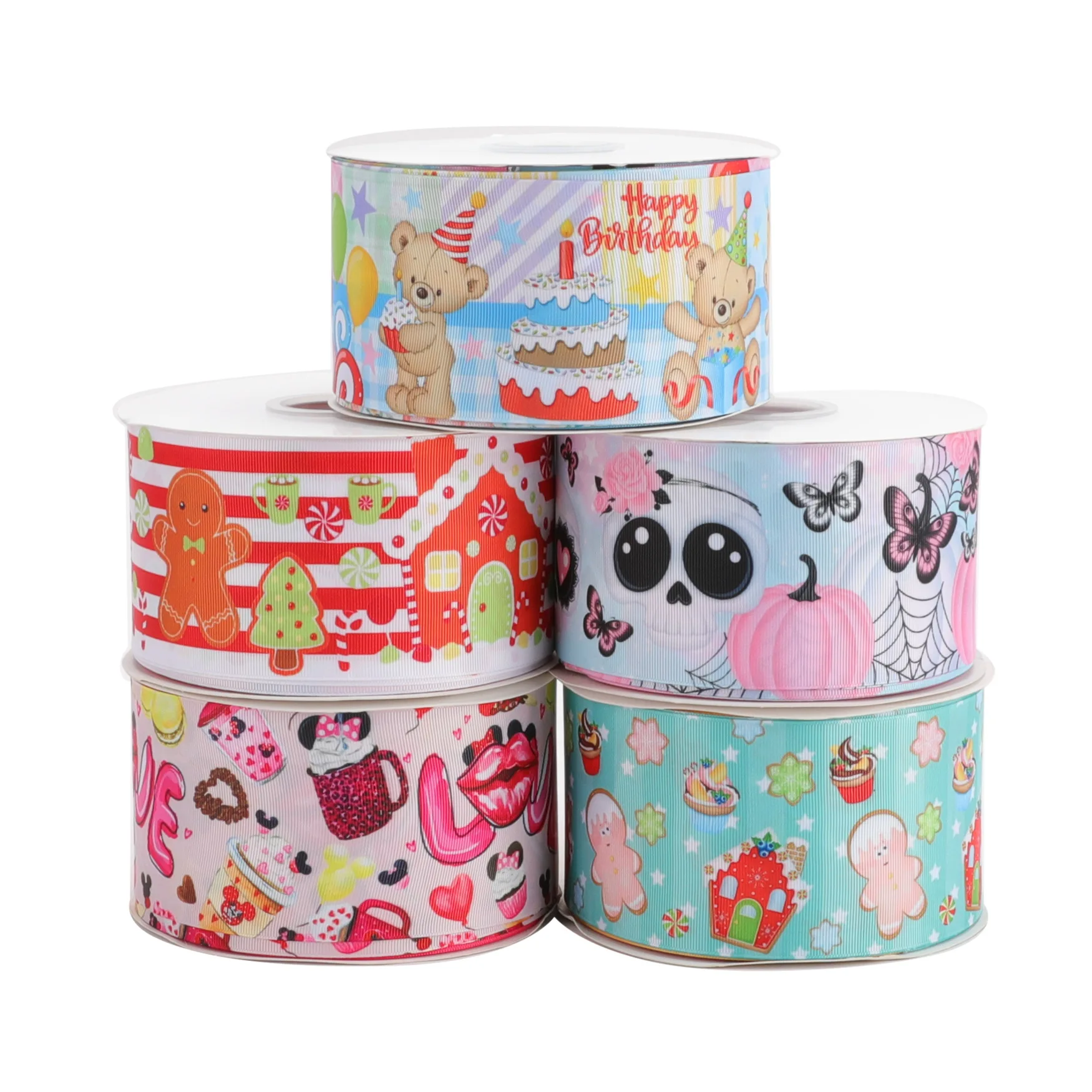 Printed ribbon 22MM 38MM 75MM Cute Series Hot selling Patterns Printed grosgrain ribbon printed Listones ribbon