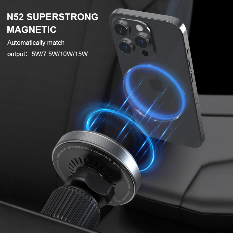 Newest Products 2024 Qi2 Wireless Car Charger 15w Magnetic Car Mount for iPhone 12 13 14 15 16