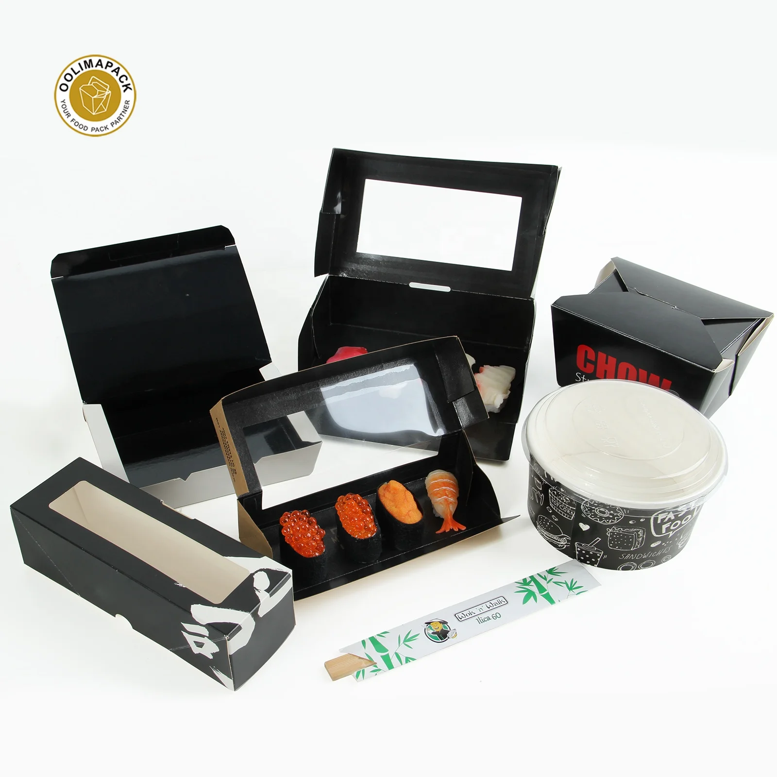 Disposable Custom Printed Recyclable Lunch Fast Food Paper Bento Box