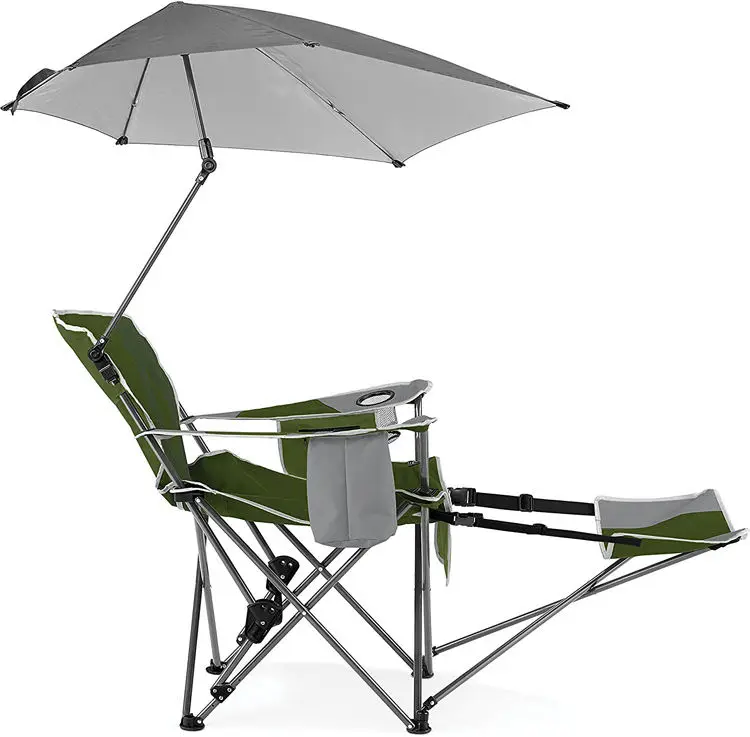 New Style Camping travel Chair Sport Brella 3 Position Folding Recliner Beach Chair with Removable Umbrella and Footrest