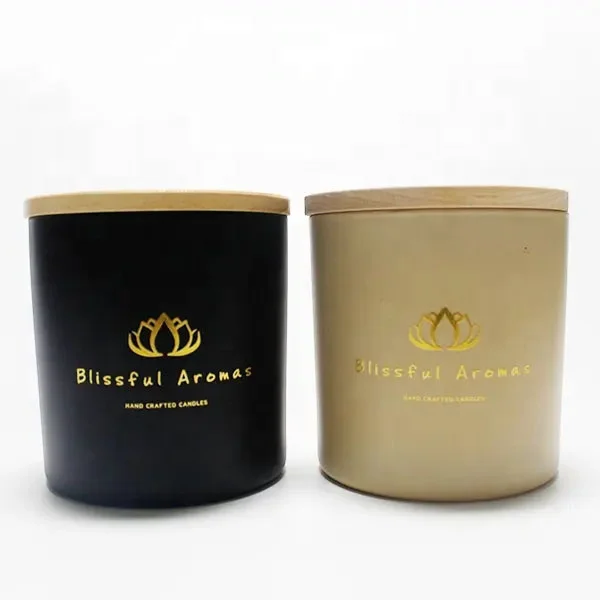 LANGXU crystal empty candle holder container customized service Best selling matte black glass candle jars wholesale for wax