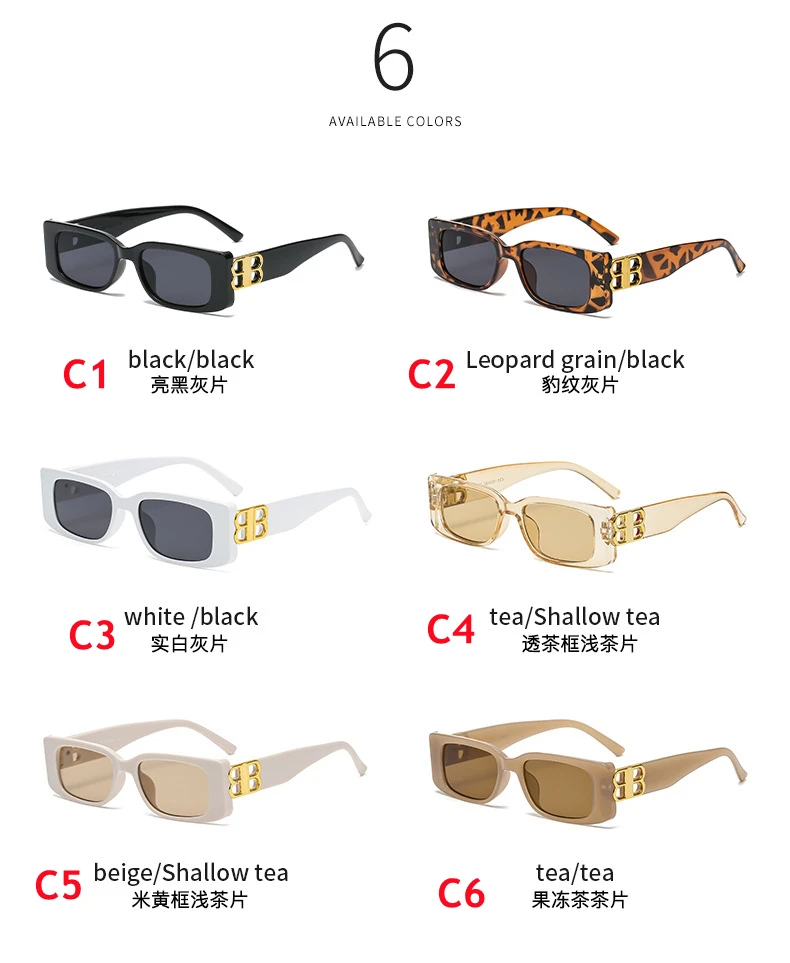 New wholesale custom logo HD glasses B decoration UV400 square optical frame fashion Sunglasses