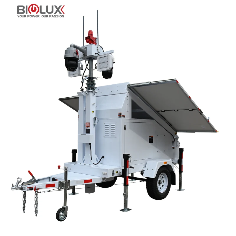 long endurance 4G 5G Starlink Hybrid Mobile Solar CCTV Surveillance Trailer Tower With Alternate Energy Sources For Security