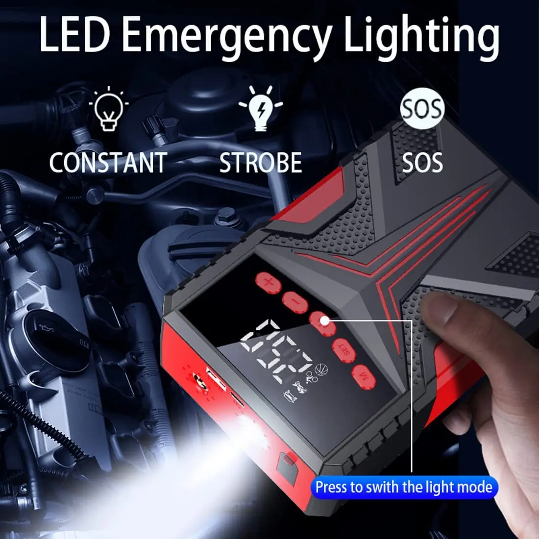 2023 Popular 4 In 1 Functions Portable Car High Power Jump Starter Battery Pack With Air Compressor