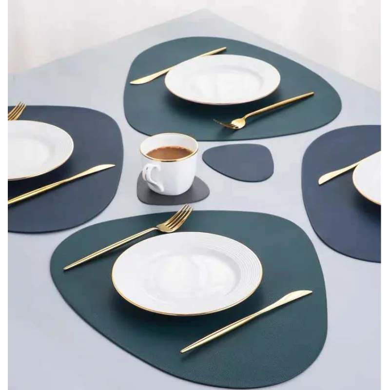 Hot Sale Table Heat Resistant PU Leather Dining Table Mat Heat Insulation Placemat Non-Slip Kitchen Table Mats