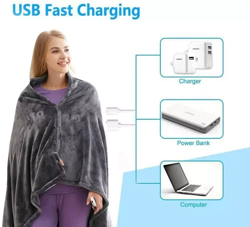 Hot Sale Smart Portable Battery Rechargeable Electric Usb Body Warm Electric Blanket