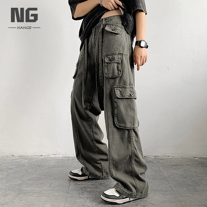 Manufacturer Custom Hip Hop High Street Mens Cargo Pants Multi Pockets Loose Mens Trousers