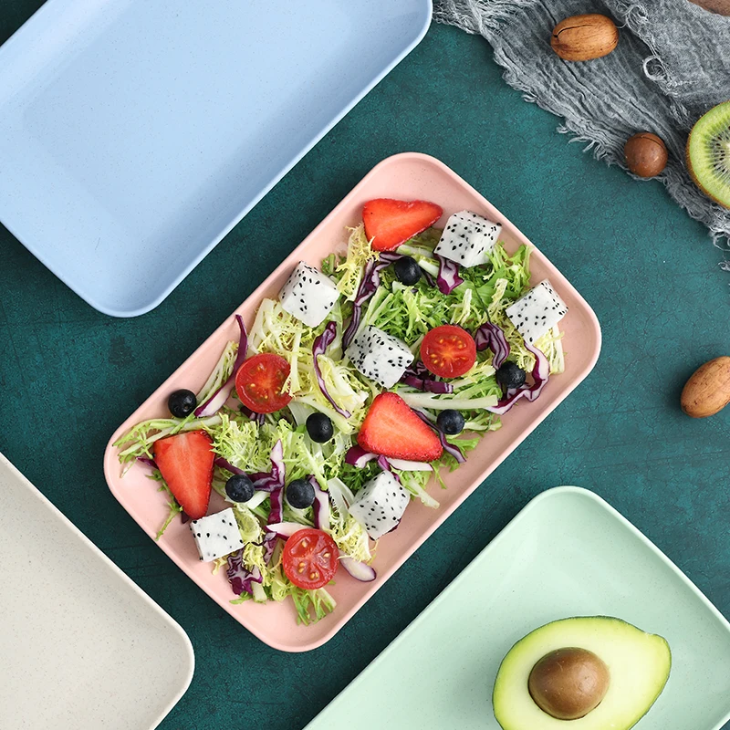 
Amazon Wheat straw plate Nordic style 21cm rectangular dish household simple environmentally friendly fruit tray dessert plate 