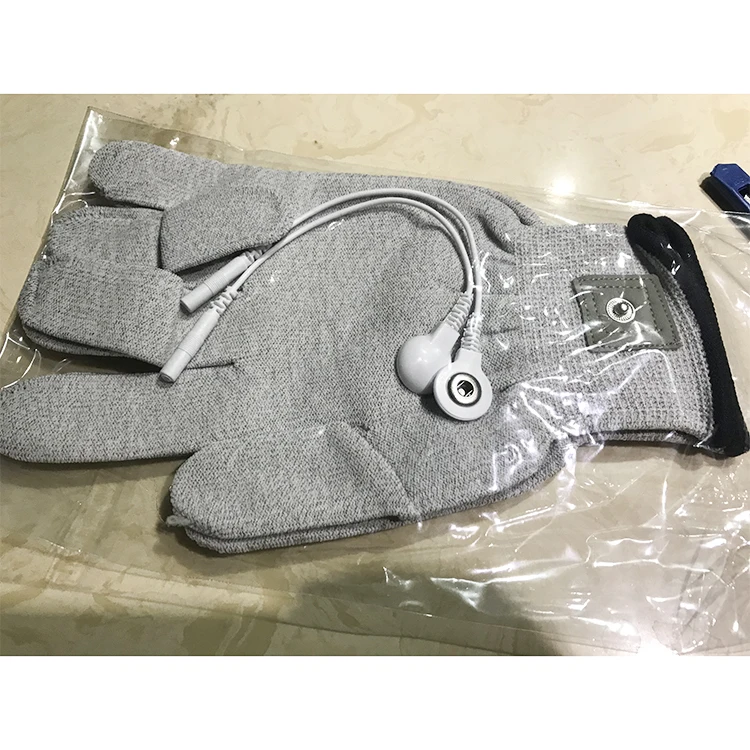 Physical therapy tens unit sliver fiber electric conductive gloves for hand massage