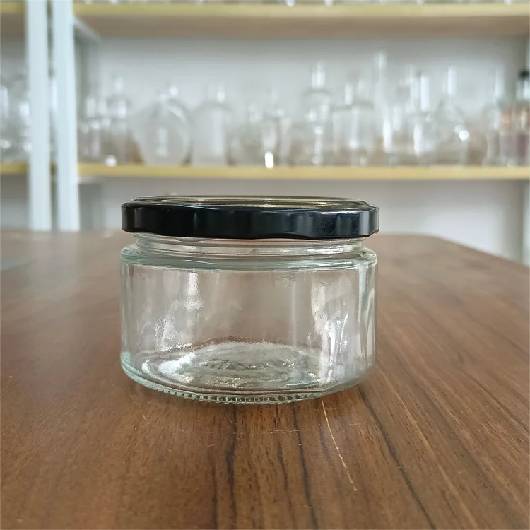 Custom Design Short Wide Mouth Cylindrical 7oz 200 ml Glass Jars For Food With Twist Off 82mm Lid