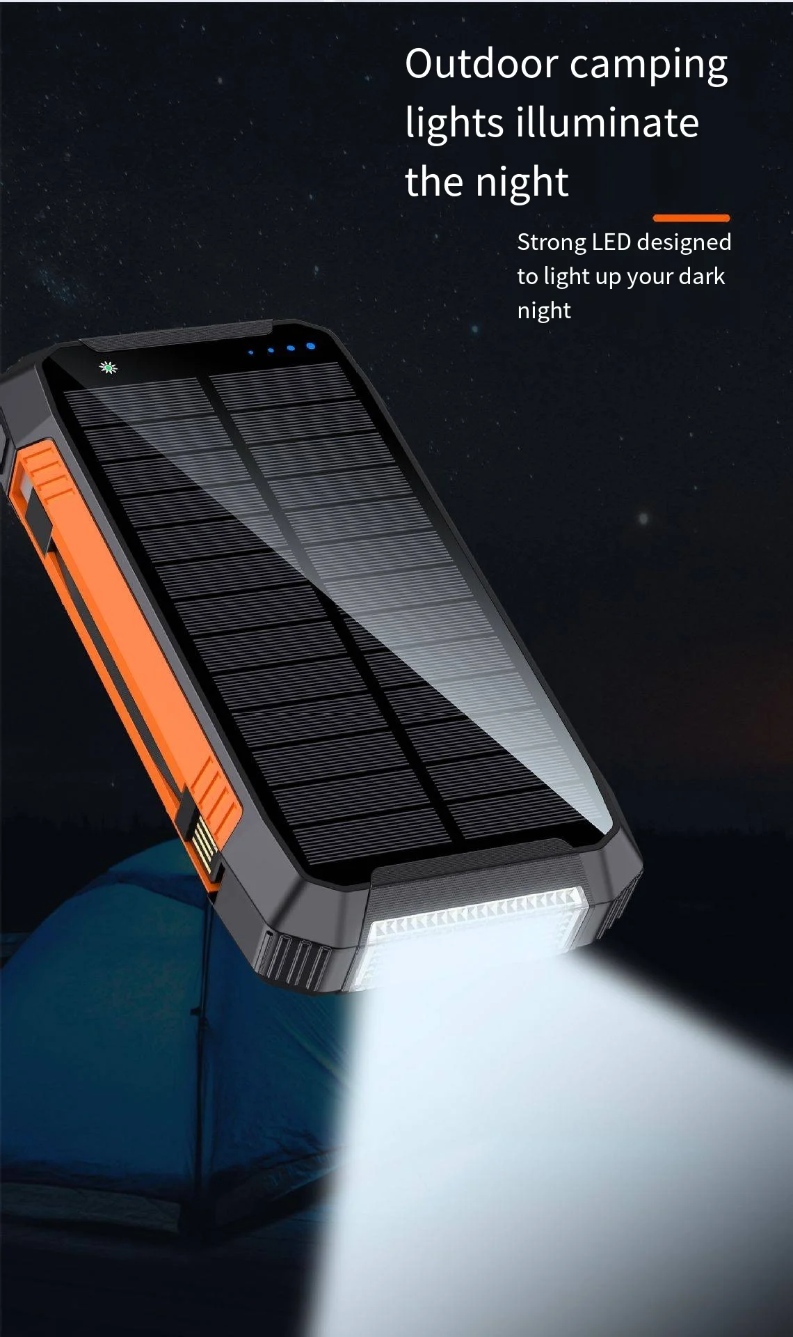 China factory price Power bank solar phone charger 20000mAh power bank Wireless Charging solar charger for outdoor camping