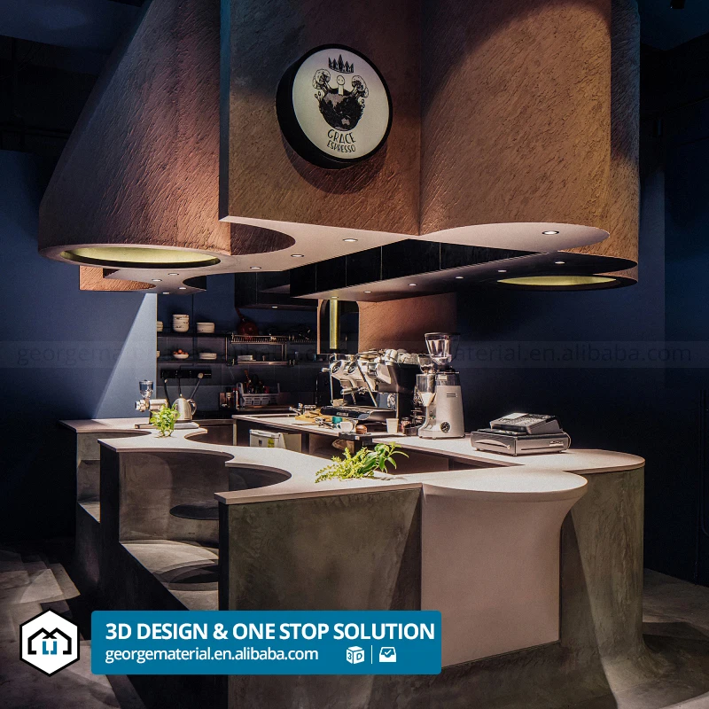 dining Interior Design room Space Planning Services Store modern restaurant 3D Max Rendering Construction Drawing Layout