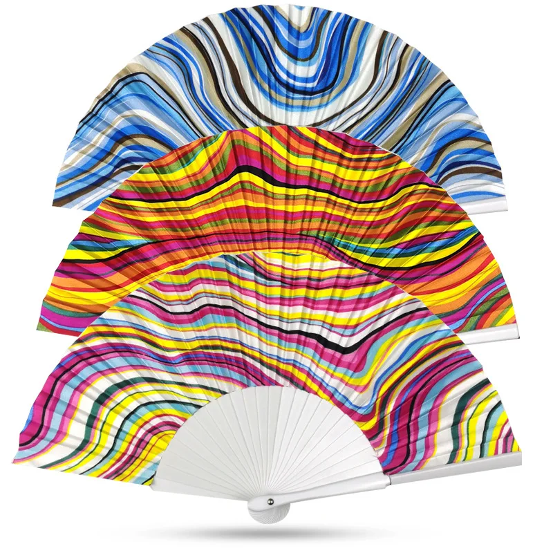 BSBH Hand Fans Advertising Portable Folding Fan High Quality Nylon Custom Logo Printed Plastic Customized Logo Fan