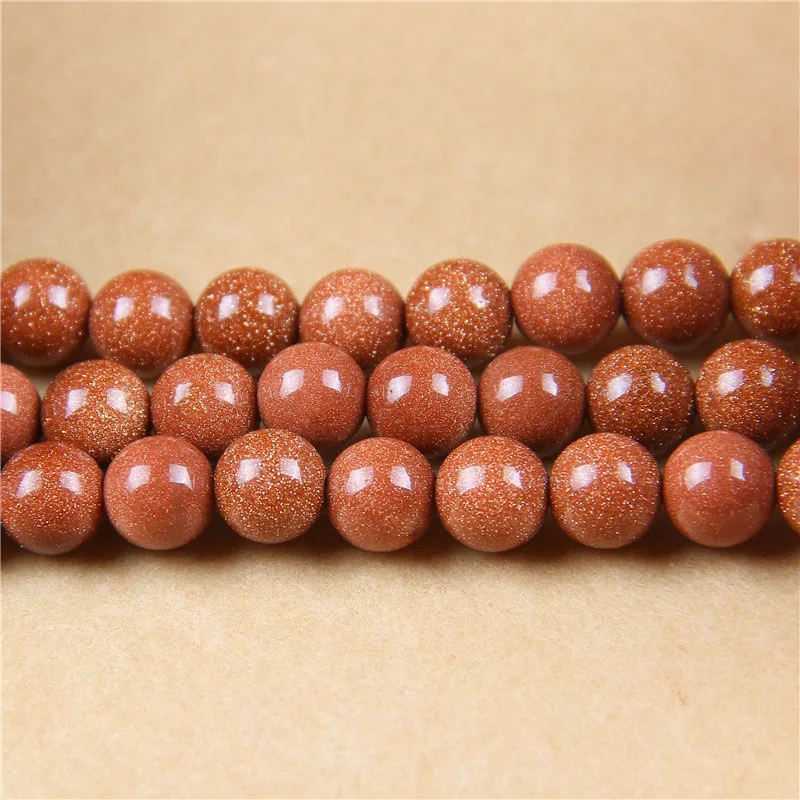 
1strand/lot 4/6/8/10/12 mm Natural Gold Sand Stone Charm Round Beads Loose Spacer Bead For Jewelry Making DIY Necklace Bracelet 