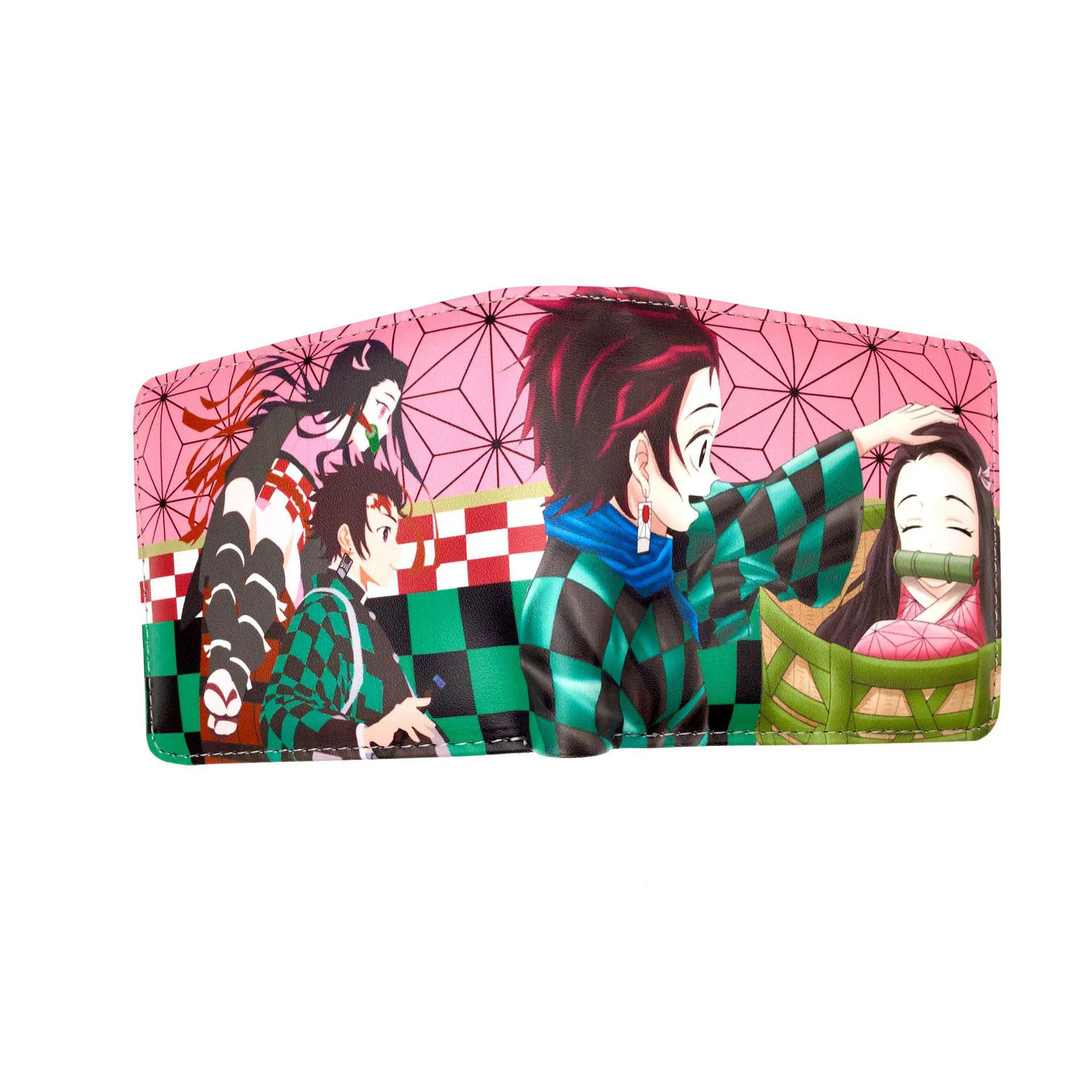 High Quality Cartoon Anime Demon Slayer Tanjirou Nezuko Wallets PU Leather Waterproof Money Card Holders Open Short Coin Purse