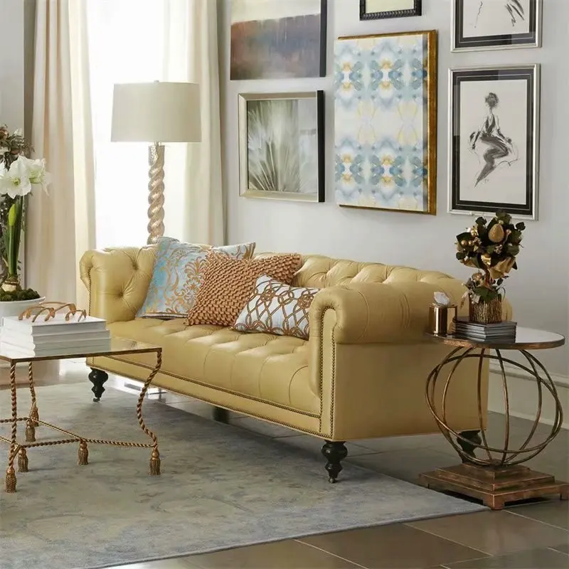 Custom furniture  Sitting room Italian cowhide 3-seater sofa