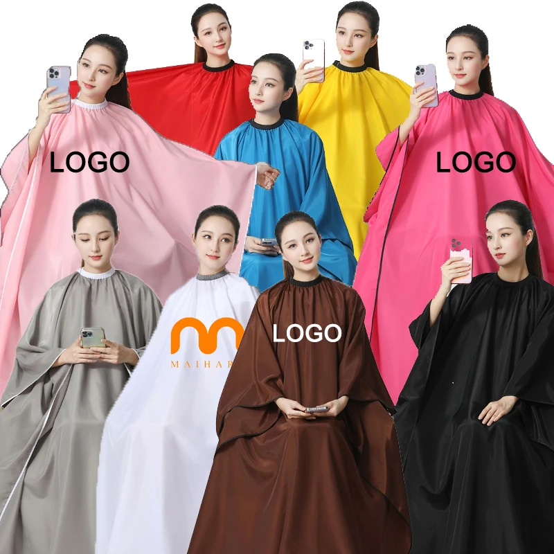 New Design Pink Waterproof Salon Hairdresser Black Barbers Cape with Custom Printing Logo