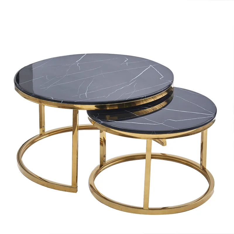 Living room furniture luxury gold round marble table tops centre coffee table
