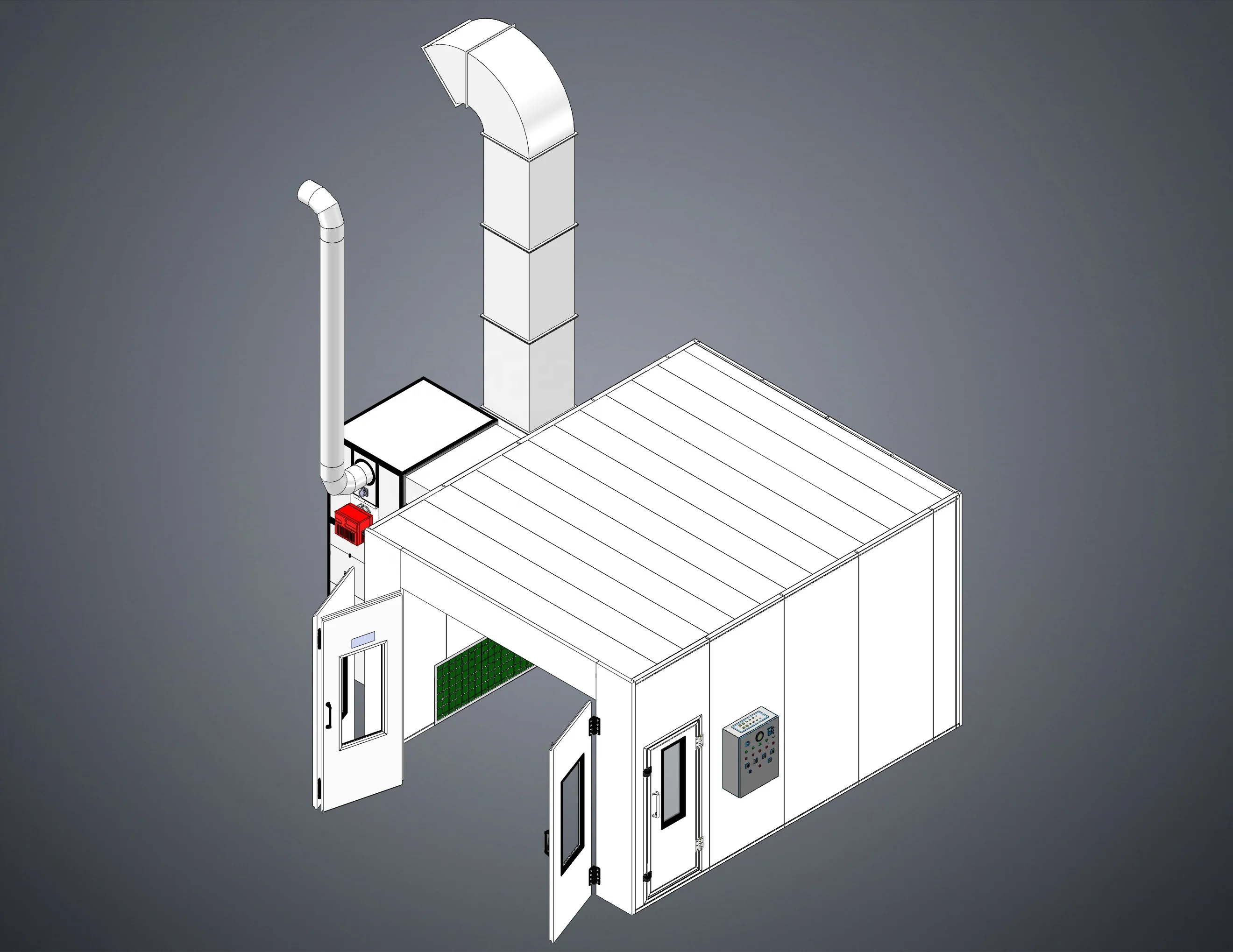 New Design High Quality customized COLOR 5.5kw Eps or Rock Wool or Pvc bench spray booth for Bus painting