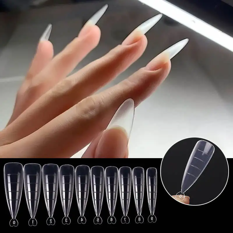Wholesale Nail Tips Display Full Cover Soft Gel Nail Extension Tips Crystal Extended Crystal Manicure Supply