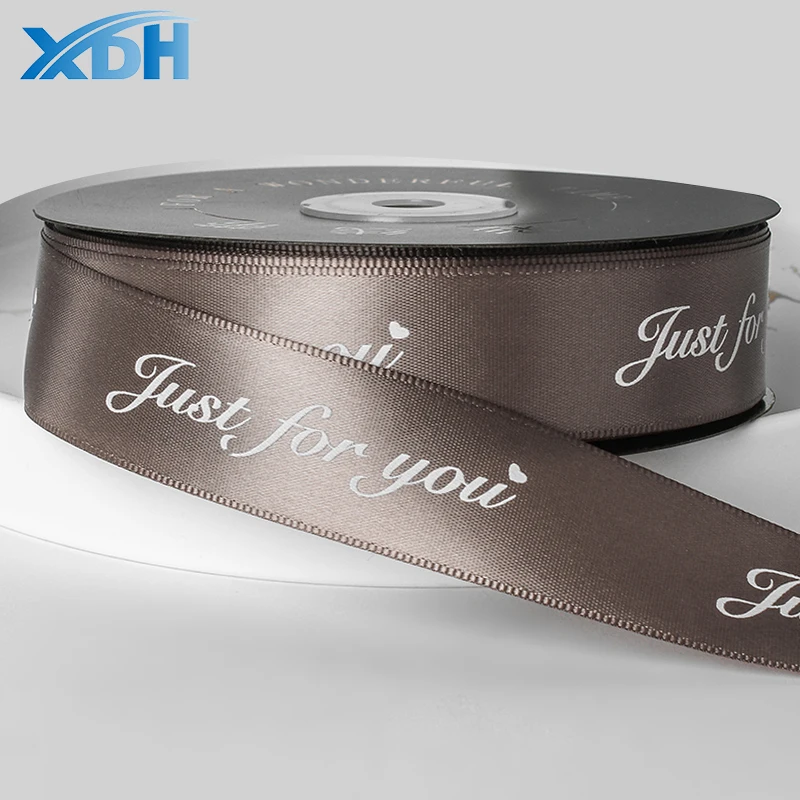 Factory Custom Ribbon Printed Double Faced Satin Ribbon For Bows Wholesale For Decoration Flowers Ribbons For Wedding