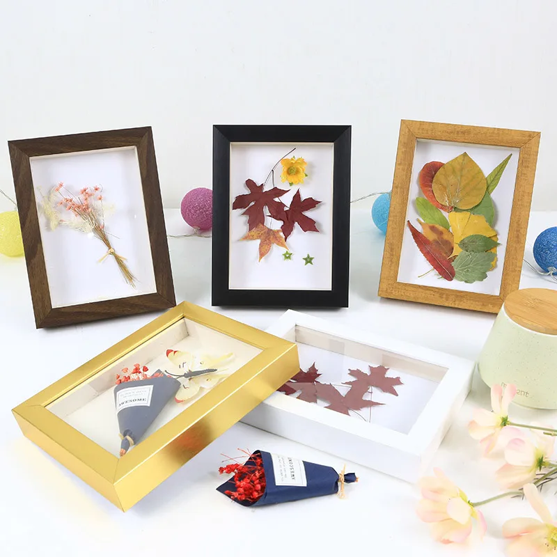 Dried Flower Photo Frame Square 6x6 8x8 10x10 inch Hollow Fresh Flower Specimen Hand-mounted Creative Picture Frame