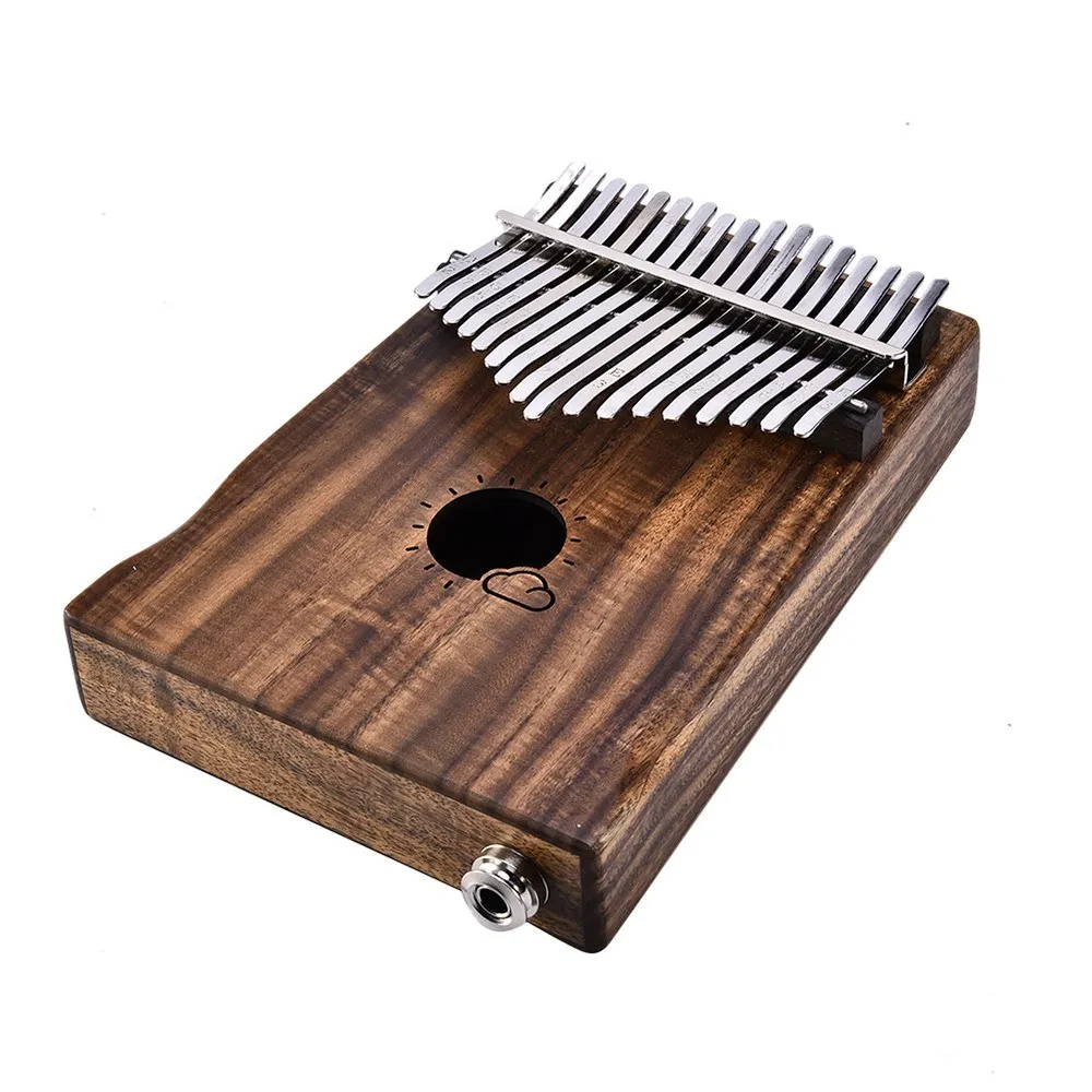 17 Keys EQ Kalimba Solid Acacia Thumb Piano Link Speaker Electric Pickup with Bag Cable Calimba Mbira Keyboard Instrument