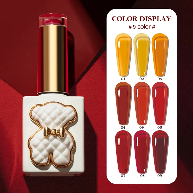 ZRKGEL nail suppliers new arrival 9 transparent colors crystal red nail gel private label soak off jelly gel nail polish set