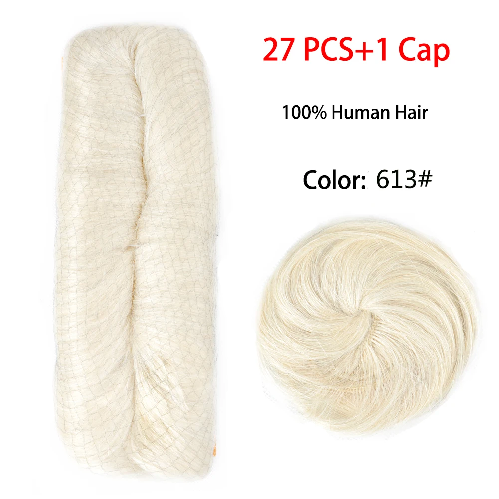 27 PCS Short Bump Weave Indian Hair With Free Closure 28 Pieces Femi Human Hair Weaving