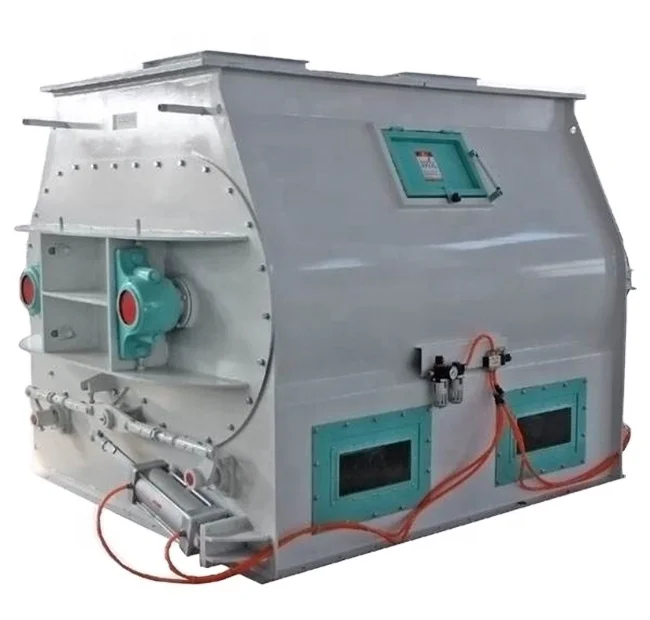 SSHJ horizontal double shaft paddles feed mixer poultry & livestock feed blender animal powder feed mixing machine