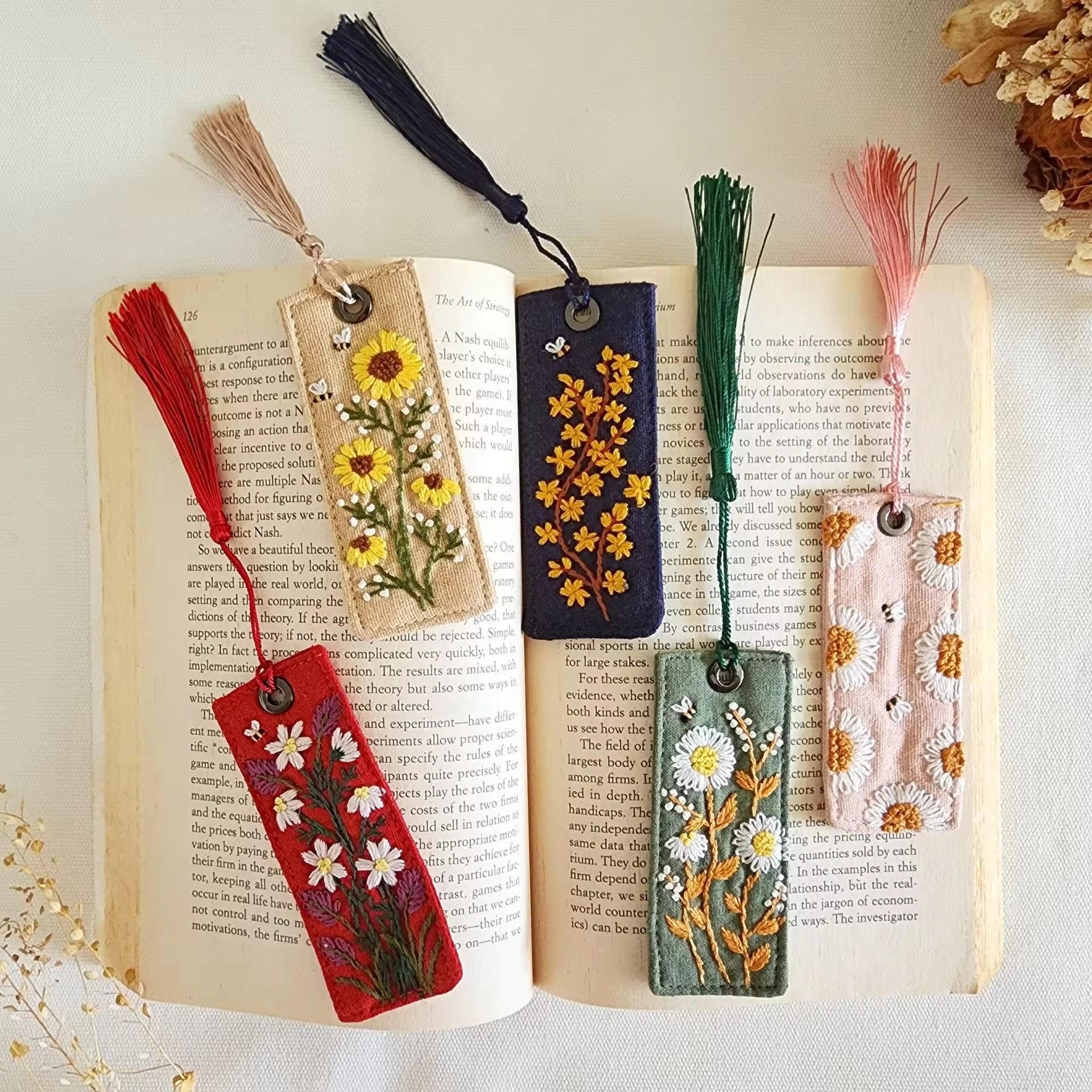 Custom Unique Floral Embroidered Bookmark Custom Month Flower Bookmarks Gift for Reader Book Lover