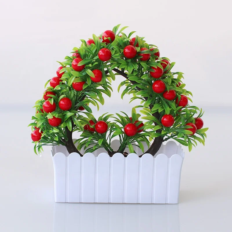 Artificial plant bonsai plastic flower fruit set home decoration decoration indoor living room rich fruit small potted plant