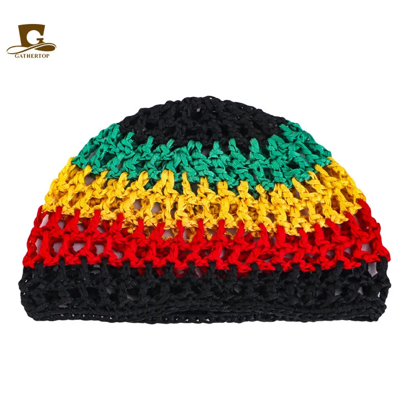Uding Jamaica Red Yellow Black and Green Color Hand-crocheted Mesh Headstock FW-13
