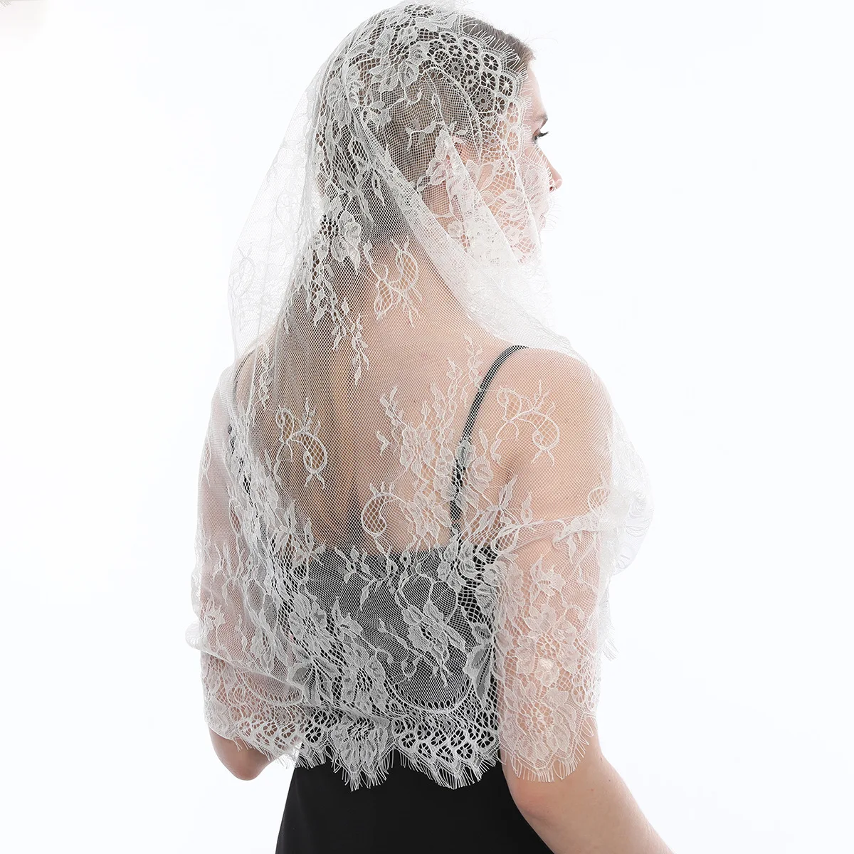 Zipeiwin горячая Распродажа черно-белая однотонная кружевная свадебная фата с принтом