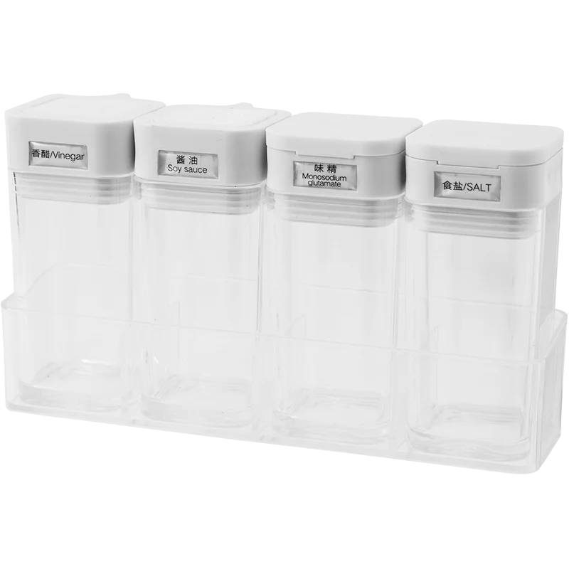 2022 New Designed Pet Plastic Condiments Container Bottle Airtight Food Storage Container Set Condiment Storage Jar