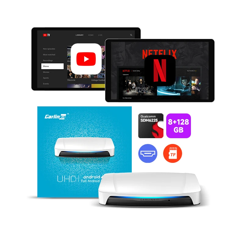 Catlinkit SM6225 Tbox Uhd Hdmi  8G+128Gb Lte Gps Carplay Ai Box Plug Wireless Youtub Carplay Android Auto For Netflix Apple