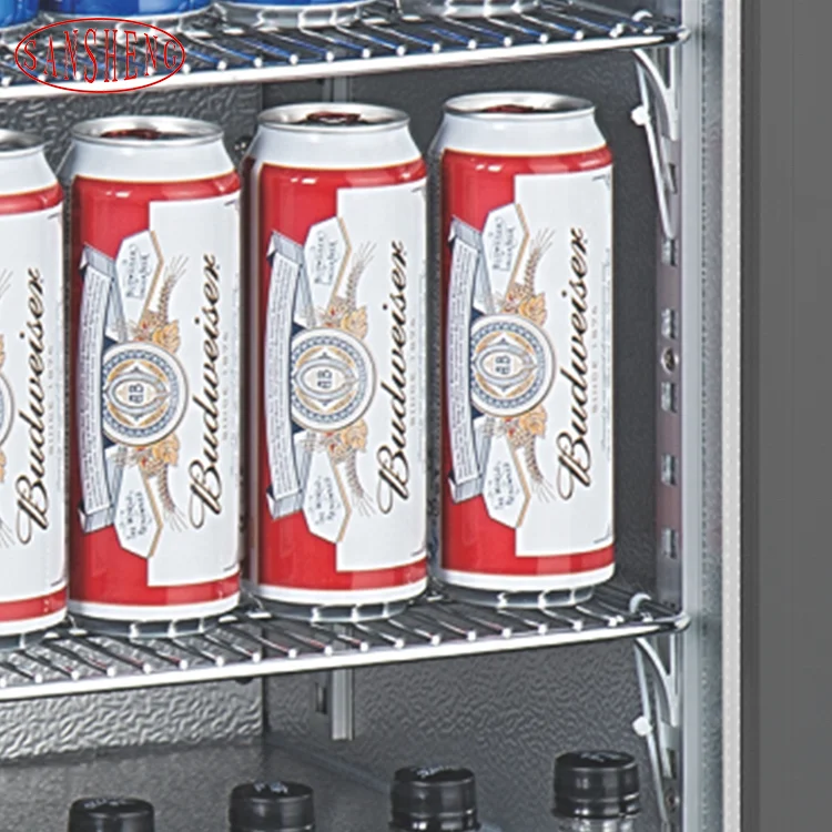 Hot Selling Hotel Room Canned Beverage Refrigerated Adjustable Temperature Mini Glass Door Refrigerator Beverage Display Cabinet