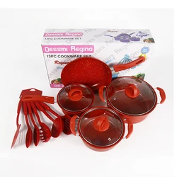 Household color non-stick soup pot + frying pan + milk pot + stew pot 13-piece cookware set