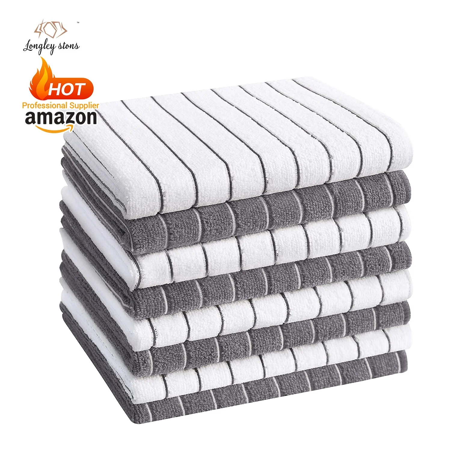 Latest Design Amazon Hot Selling Super Absorbent Soft Stripe Solid Color Microfiber kitchen towel set