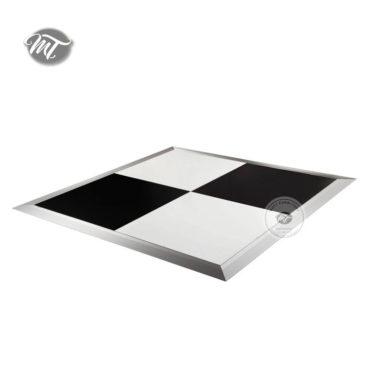 Used wedding props easy mobile interactive wooden black and white dance floor for indoor party and T show