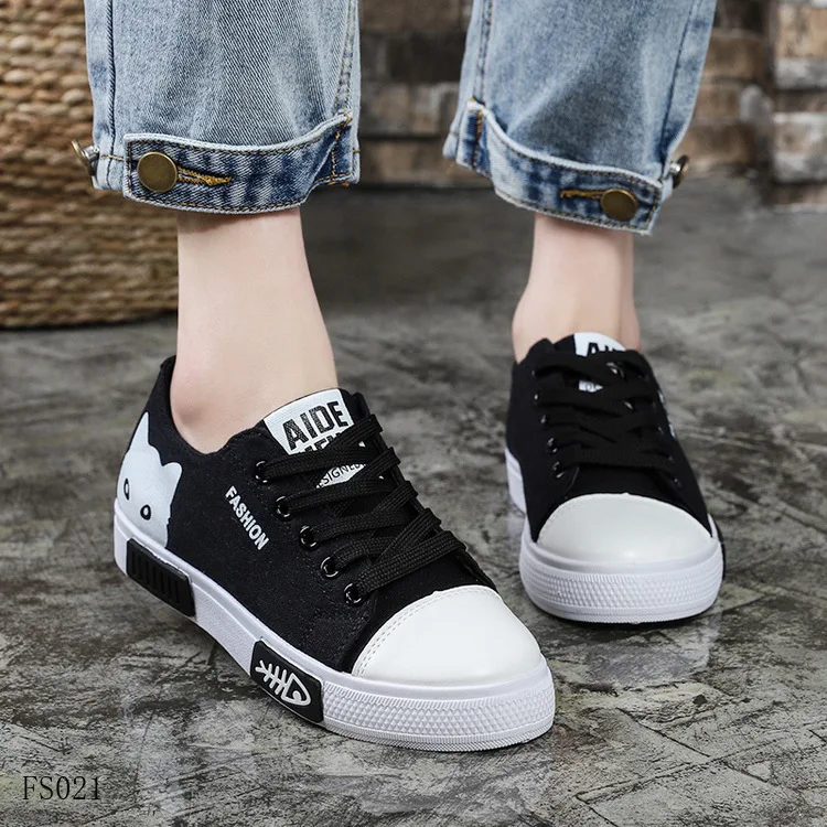 
Wholesale low cute white classic school student Vulcanize canvas shoes women 