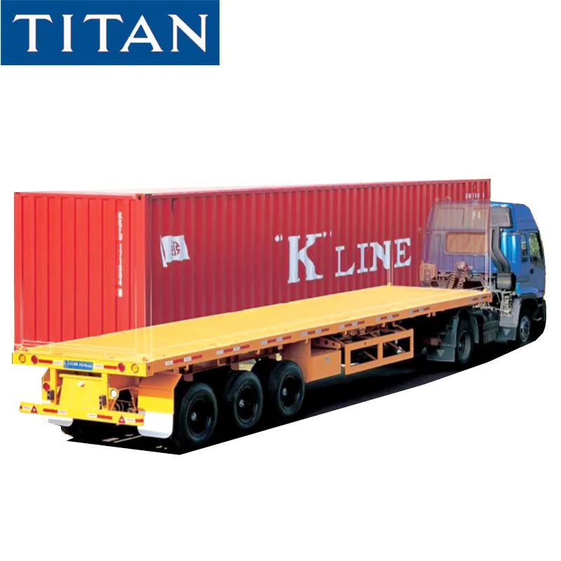 20/40FT Container/Utility/Cargo Flatbed/Platform/Sidewall/Fence Flat Bed Tractor Truck Semi Trailer