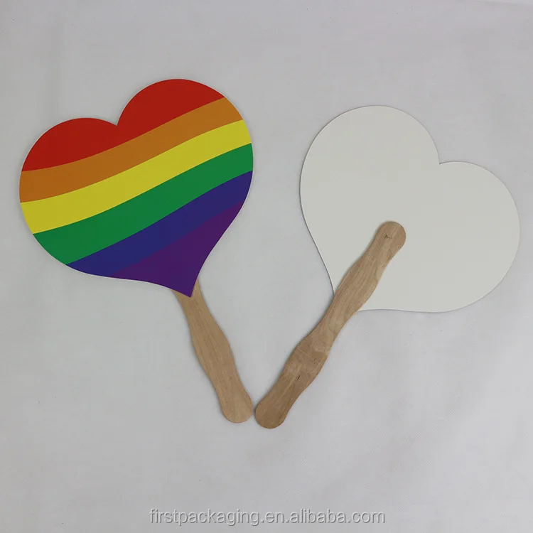 Custom Die Cut Shape Paper Hand Fan with Wooden Handle Chinese Personalized Hand Fan