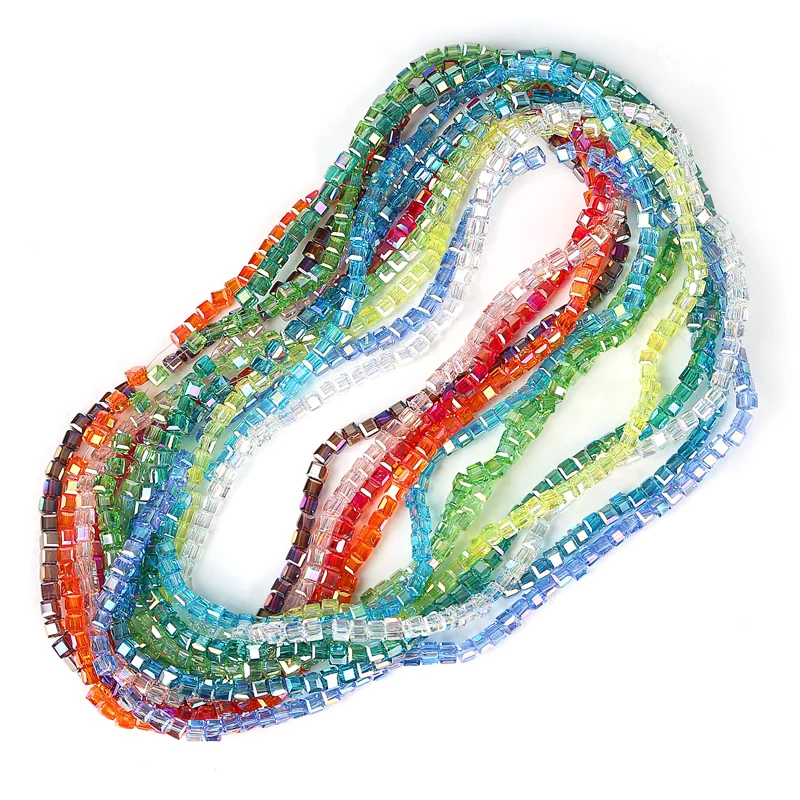 White Crystal beads Glass beads 4/6/8mm high quality square crystal beads for DIY jewelry or clothing curtain production