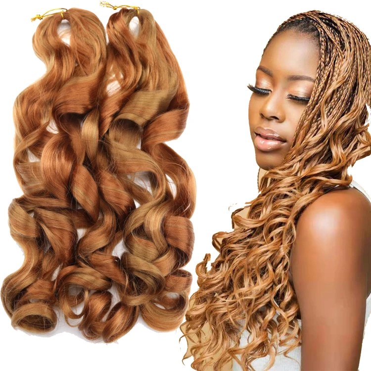 Loose Body Wave Crochet Braids Hair  Wholesale 22 inch 150g Synthetic Ombre Silky Spiral Curl Wavy Braiding Hair Extension