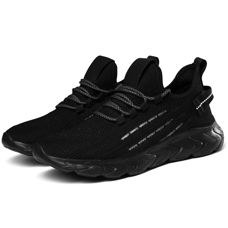 Wholesale Black Shoes 2021 Breathable Custom Trendy Sneakers Men Original Lighting Walking Shoes Casual Man Tennis Shoes